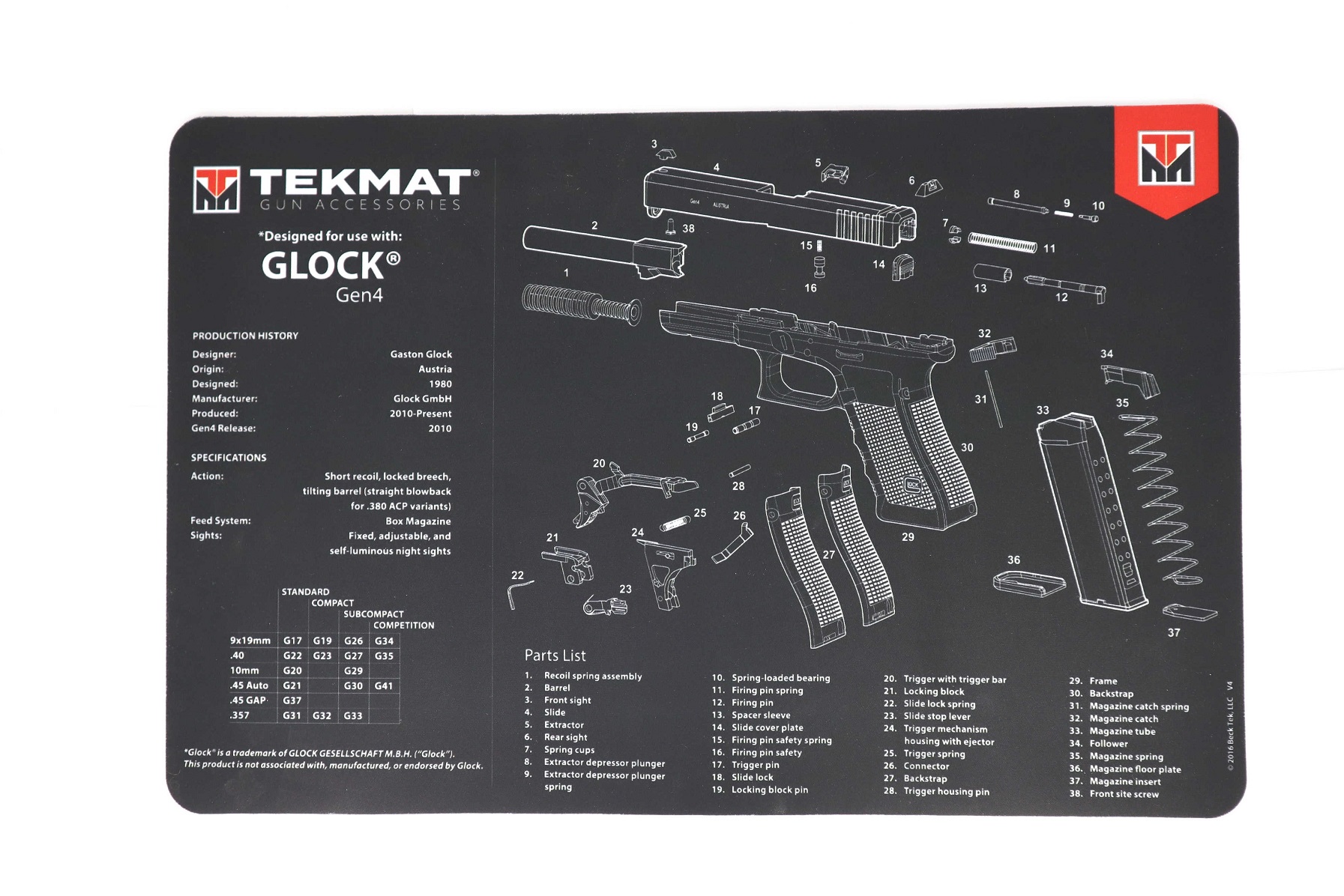 Tekmat Reinigungsmatte Glock Tekmat Reinigungsmatte Glock